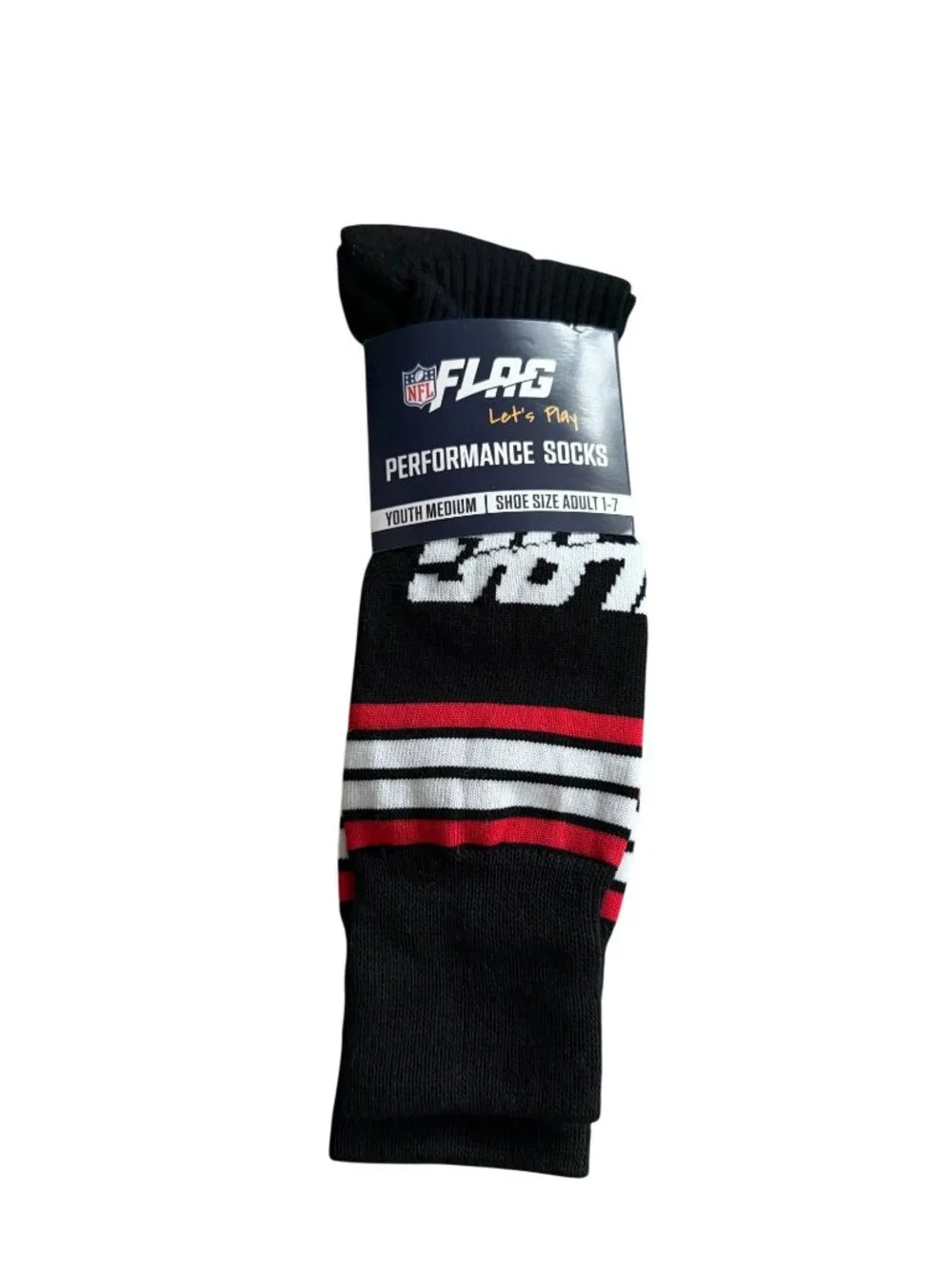NFL Youth Black Red Flag Football Socks Size Youth Medium NEW NWT